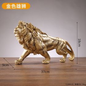 Golden Lion Figurine, Resin,