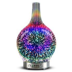 3D Fireworks Glass Aroma Oil Humidifier, 7 Color Led Night Light