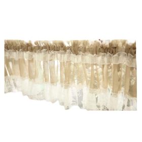 Lace Sheer Half Curtain, Brown and White, 59" x 15.7"