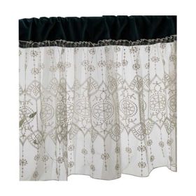 Half Window Velvet and Sheer Curtain  Cafe Curtain, 59" x 19.7"