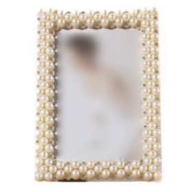 ABS Bead and Rhinestone Photo Frame, Rectangle, 7" x 5.2"