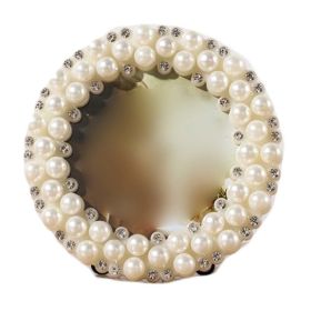 ABS Bead and Rhinestone Photo Frame, Round, 3.7" x 3.7"
