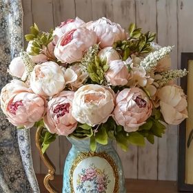 Elegant Silk Peony Flowers,1 Sprig, Soft Pink/White