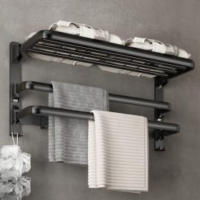 Wall Mounted Towel Rack, Foldable, Matt Black Aluminum