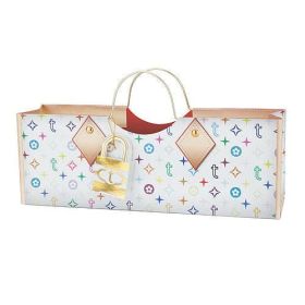Wine Purse Bag, Multi-Colored Print, Metal Handles