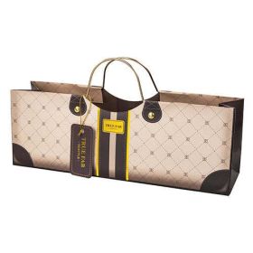 Wine Purse Bag, Mocha Print, Metal Handles