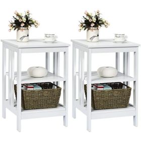 3-Tier Nightstand, Set of 2, White