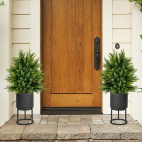 Artificial Cedar Topiary Tree with Cement Pot, Set of 2