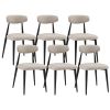 Mid-Century Modern Upholstered Dining Chairs, Set of 6, Light Grey