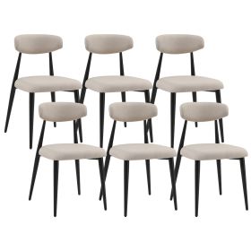 Mid-Century Modern Upholstered Dining Chairs, Set of 6, Light Grey
