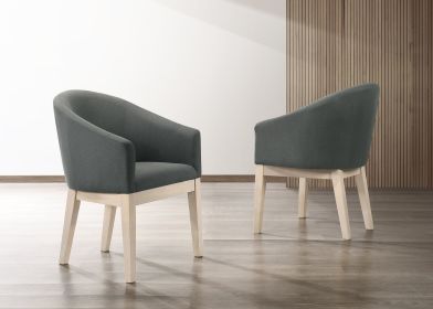 Neroli Barrel Accent Chair, Set of 2, Charcoal Gray Fabric