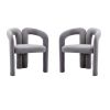 Contemporary Upholstered Barrel Side/Dining Chair, Set of 2, Gray Velvet