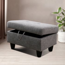 Living Room Sofa Ottoman, Gray Linen