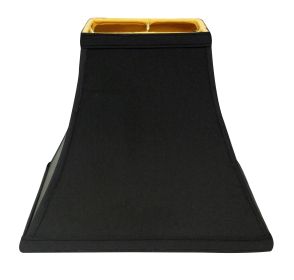 Slant Square Bell Hardback Lampshade, Black with Gold Lining