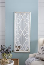Design Paring Arabesque Pattern Mirror, 23.6" x 59.4", Distressed White