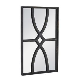 Rectangular Wooden Accent Wall Mirrors, Antique Black Frame, Set of 2, 16" x 23"