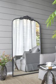 Arched Full Length Mirror, 66" x 36", Black Iron Frame