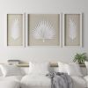 Rice Paper Palm Leaves in Shadowbox, 3-pieces, White Frame