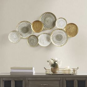 Geometric Metal Discs Wall Decor, Gold/Silver/White