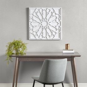 Medallion Wood Wall Decor, 23.6" x 23.6", White Finish