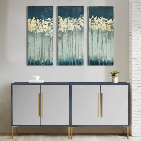 Gold Foil Abstract Canvas Wall Art, 15" x 35", Set of 3