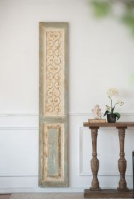 Wooden Rectangle Carved Decorative Wall Sculpture, 14" x 78.5"