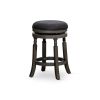 Counter Stool, Weathered Gray, Charcoal Fabric Seat, 24"