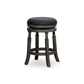 Counter Stool, Weathered Gray, Charcoal Fabric Seat, 24"