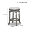 Counter Stool, Weathered Gray, Charcoal Fabric Seat, 24"