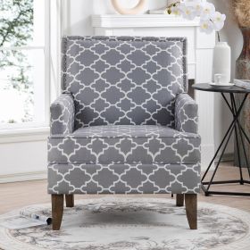 Geometric Print Accent Chairs, Set of 2, Grey and White