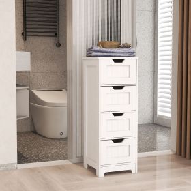 Modern 4-Drawer Sideboard Storage Cabinet, White