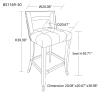 Barstool Dining Chair, 30" Seat height, Set of 2, Gray Suede velvet