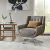 Modern Wing-Style Lounge Chair, Star Based, 360 deg Swivel, Grey