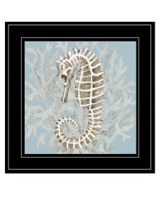 "Coral Seahorse II" Wall Art Print, 15" x 15", Black Frame
