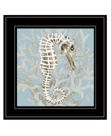 "Coral Seahorse I" Wall Art Print, 15" x 15", Black Frame