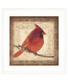 "Male Cardinal" Wall Art Print, 15" x 15", White Frame