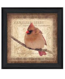 "Female Cardinal" Wall Art Print, 15" x 15", Black Frame