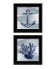 "Beach Coastal Collection" Wall Art Print, 2 Piece Set, 15" x 15", Black Frame