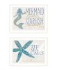 "Mermaid Kisses Starfish Wishes" Wall Art Print, 2-Pieces, White Frame