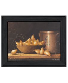"Pears and Crock" Wall Art Print, 15" x 19", Black Frame