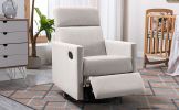 Upholstered Swivel Gliding Rocking Recliner, Tan
