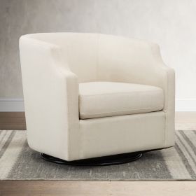 Linen Swivel Glider Barrel Chair, Beige