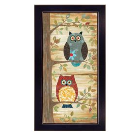 "Two Wise Owls" Wall Art Print, 11" x 20", Black Frame