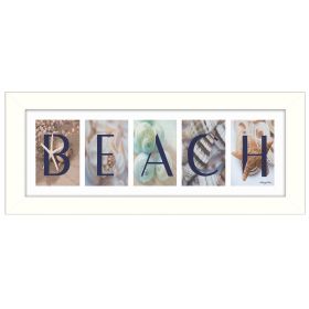 "Beach" Wall Art Print, 20" x 8", White Frame