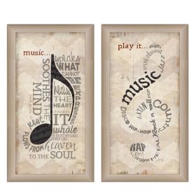 "Music Collection" Wall Art Print, 2 Piece Set,12" x 21", Taupe Frame