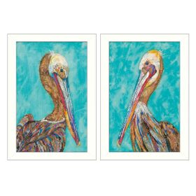 "Pelicans Collection" Printed Wall Art, 14" x 20", 2-Pieces, White Frame