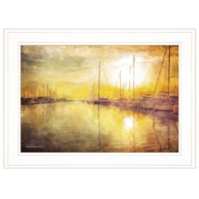 "Yellow Sunset" Wall Art Print, 21" x 15", White Frame