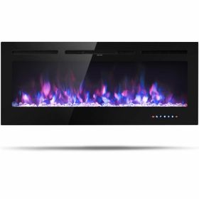Recessed Electric Insert Wall Mounted Fireplace, 50 Inch