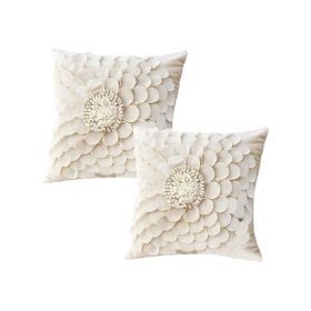 Sunflower Throw Pillow Cover, 18" Square Case, Set of 2, Off White