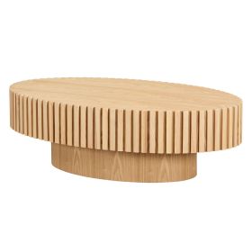 Drum Ellipse Coffee Table, 43.7", Natural Ash Wood